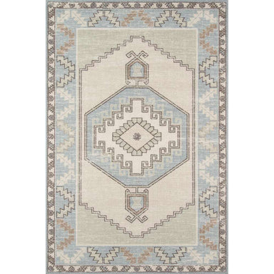 Full rectangular design of Momeni Anatolia Indoor Rug - ANA-2 Light Blue with its bold central medallion