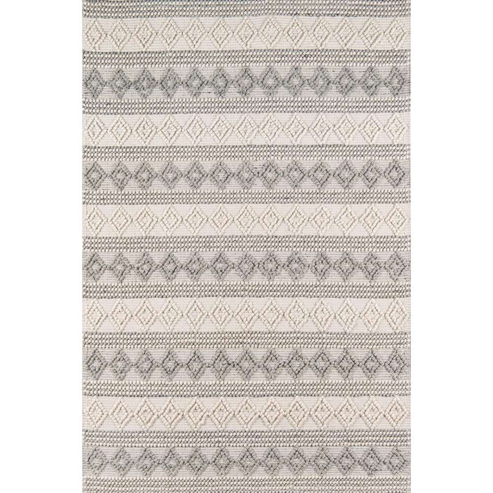 Full rectangular layout of Momeni Andes Indoor Rug - AND-10 Ivory showcases its repeating stripe and diamond motif