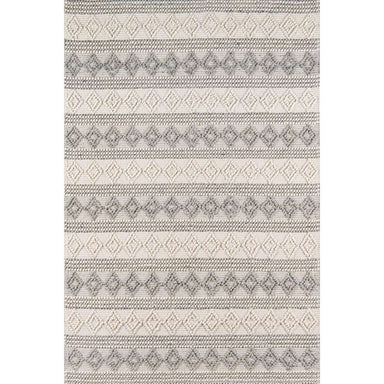 Full rectangular layout of Momeni Andes Indoor Rug - AND-10 Ivory showcases its repeating stripe and diamond motif