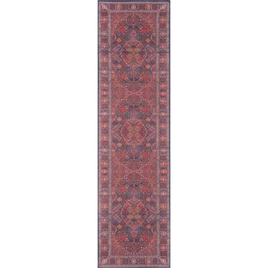Full runner design of Momeni Afshar Indoor Rug - AFS10 Navy with symmetrical medallion patterns and vibrant colors