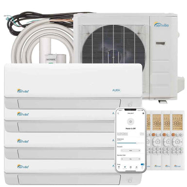 Full setup of the Senville 36000 BTU Quad Zone Mini Split Air Conditioner - Heat Pump - SENA36HFQ