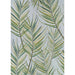 Full top-down view of Couristan Dolce Indoor/Outdoor Rug - Bamboo Forest/Frost reveals an elegant pattern of vertical palm leaves