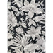 Full top-down view of Couristan Dolce Indoor/Outdoor Rug - Flora/Nero shows the entire floral composition