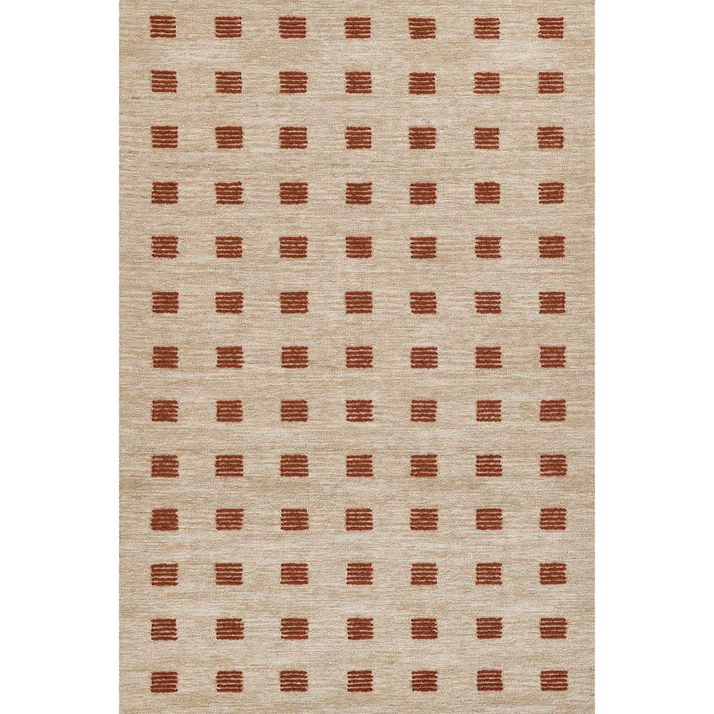 Full vertical view of Momeni Archer Indoor Rug - ARC-1 Rust with evenly spaced rust squares over a neutral beige base