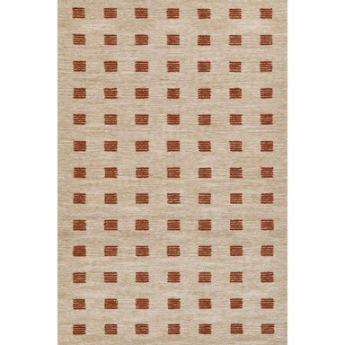 Full vertical view of Momeni Archer Indoor Rug - ARC-1 Rust with evenly spaced rust squares over a neutral beige base