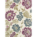 Full view of Couristan Dolce Indoor/Outdoor Rug - Tivoli/Ivory-Multi shows its colorful floral pattern with purple, blue, and green blooms over an ivory field