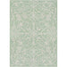 Full view of Couristan Monaco Indoor/Outdoor Rug - Summer Quay/Ivory-Light Green shows its elegant scroll pattern in ivory on a soft green background