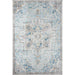 Full view of Momeni Afshar Indoor Rug - AFS32 Light Blue featuring a traditional medallion design in light blue, ivory, and soft gold