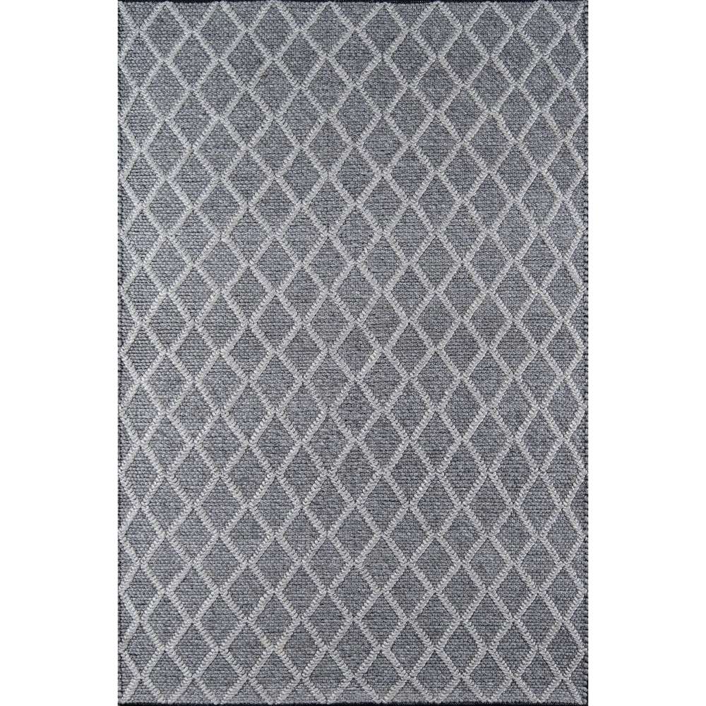 Full view of Momeni Andes Indoor Rug - AND-7 Charcoal displays its repeating diamond motif