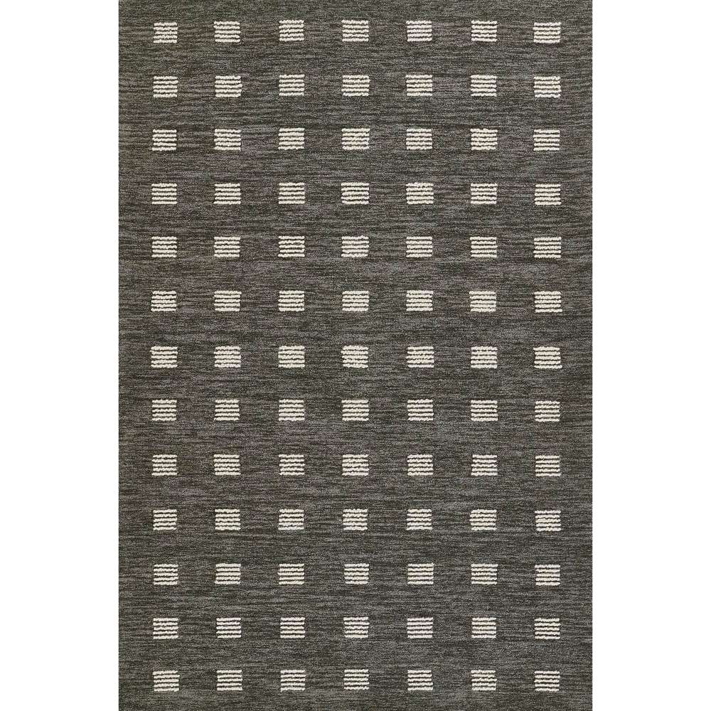 Full view of Momeni Archer Indoor Rug - ARC-1 Charcoal displays its grid-like white square pattern across the charcoal field