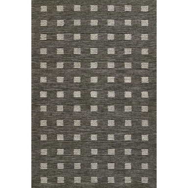 Full view of Momeni Archer Indoor Rug - ARC-1 Charcoal displays its grid-like white square pattern across the charcoal field