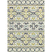 Full overhead view of the Couristan Covington Indoor/Outdoor Rug - Pegasus/Ivory-Navy-Lime reveals its ornate, repeating pattern of scrolls and shapes
