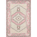 Full rectangular view of Momeni Anatolia Indoor Rug - ANA-2 Pink displays its symmetrical medallion and border design