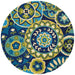Full view of the 7'10" Round Couristan Covington Indoor/Outdoor Rug - Rip Tide/Ocean-Green reveals its bold, overlapping medallion pattern in vibrant oceanic tones