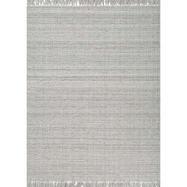 Full view of the Couristan Ascot Indoor/Outdoor Rug - Windowpane/Linen displays its rectangular shape with symmetrical fringe on both ends