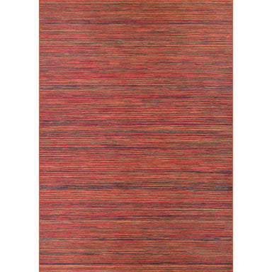 Full view of the Couristan Cape Indoor/Outdoor Rug - Hinsdale/Crimson-Multi showcases its balanced striped design in earthy crimson and multi tones