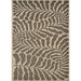 Full view of the Couristan Castille Indoor/Outdoor Rug - Fiore/Mocha reveals a symmetrical leaf-like pattern in mocha and beige