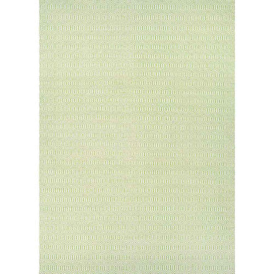 Full view of the Couristan Cottages Indoor/Outdoor Rug - Southport/Green, showing its detailed geometric design in a balanced green and ivory color scheme