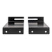 GIK Acoustics Ceiling Cloud Brackets shown as a pair of black metal mounting brackets with slotted holes and screw openings