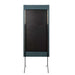 GIK Acoustics FlexRange Panel Stand shown from the back with a tall teal frame, black rear panel, and two narrow black support legs
