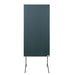 GIK Acoustics FlexRange Panel Stand shown from the front with a tall teal acoustic panel supported by two slim black tripod-style legs