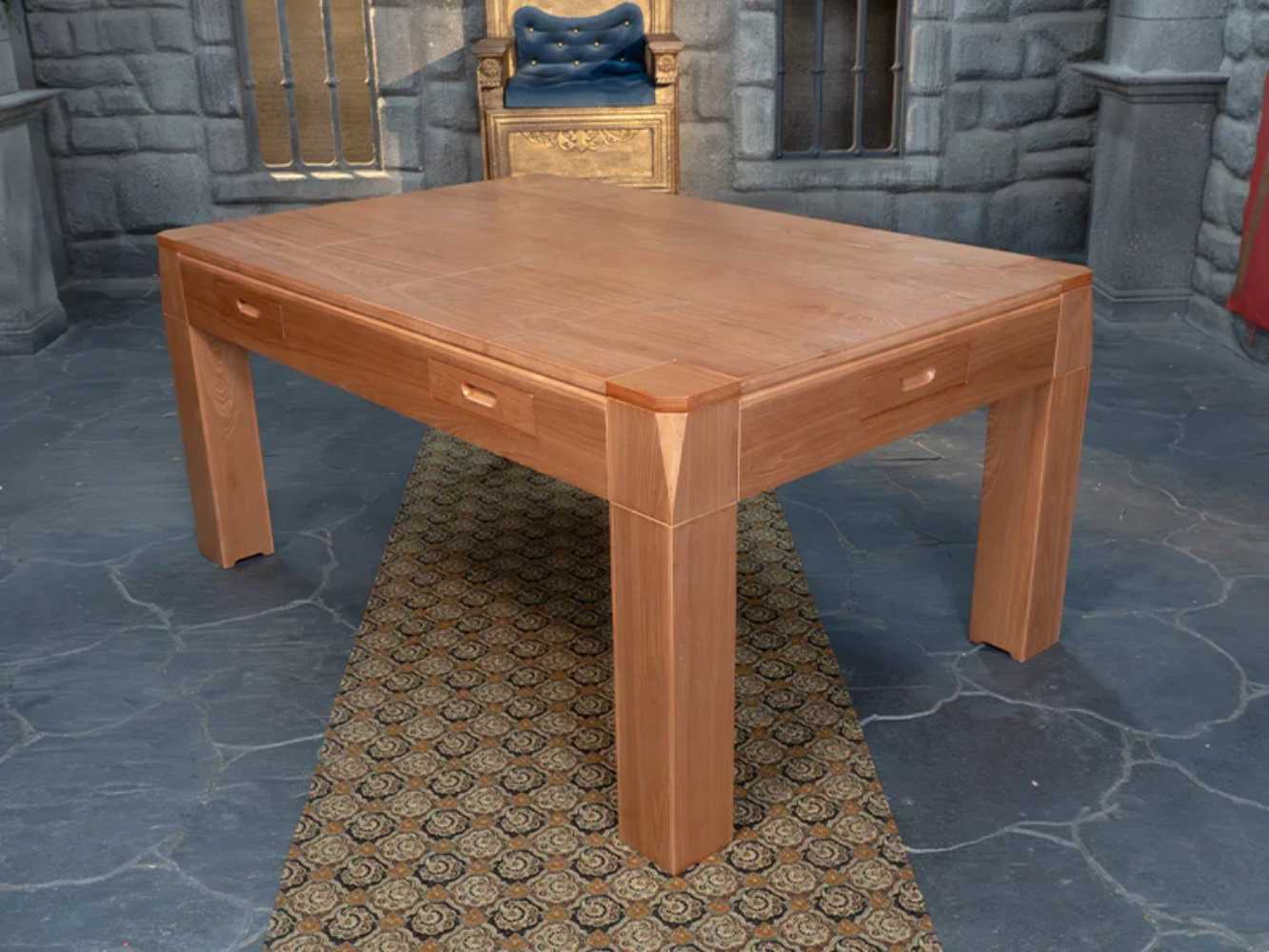 Game Theory Tables The Arena Founders Edition with a solid wood cover transforms into a stylish dining table when not in use