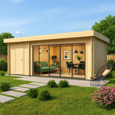 GardenHouse24 USA ALU Concept 70L Garden Room is shown from the front in daylight