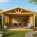 GardenHouse24 USA ALU Concept Arosa 44C Garden Room with a peaked roof and glass sliding doors