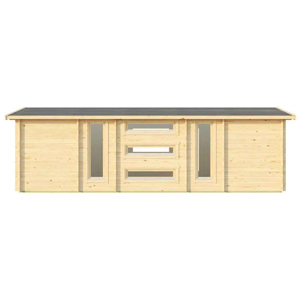 GardenHouse24 USA Dundee 70C Garden Room reveals symmetrical vertical and horizontal windows in a modern grid layout on the wood facade