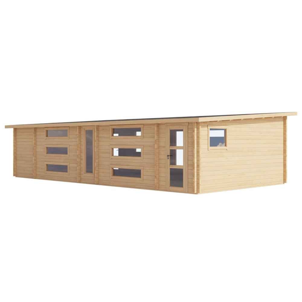 GardenHouse24 USA Dundee 90A Garden Room from an angled front view with visible windows and entry door