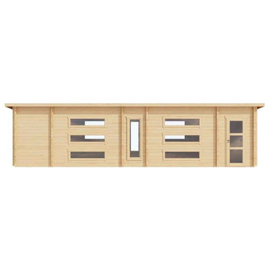 GardenHouse24 USA Dundee 90A Garden Room is shown in a flat, direct front view highlighting its symmetrical window and door layout