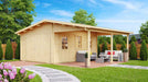 GardenHouse24 USA Garage Bjarne 44 Garden Room featuring a relaxing garden setup with patio seating and flowerbeds