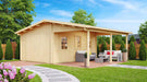 GardenHouse24 USA Garage Bjarne 44 Garden Room featuring a relaxing garden setup with patio seating and flowerbeds