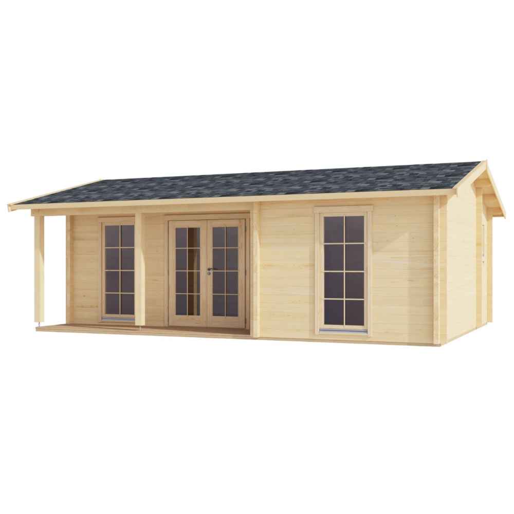 GardenHouse24 USA Lilja 90 Garden Room is seen from the front with clean, minimal lines and a dark roof against a white background