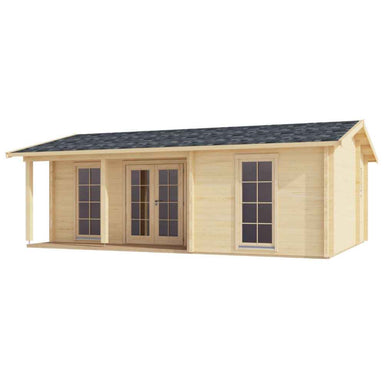 GardenHouse24 USA Lilja 90 Garden Room is seen from the front with clean, minimal lines and a dark roof against a white background