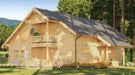 GardenHouse24 USA Olivia 90 Garden Room features a double-level wooden exterior with two balconies, porch fencing, and garden landscaping