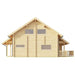GardenHouse24 USA Olivia 90 Garden Room is shown from the right side with various rectangular windows and natural wood paneling