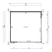 GardenHouse24 USA Q Bic ALU 70F Sauna Garden Room is shown at sunset, with light pouring through glass panels and modern furniture inside