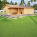 A spacious GardenHouse24 USA Bendy 70 Garden Room with a covered outdoor dining area and large glass doors