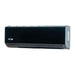Glossy black wall unit for ACiQ 24000 BTU Essentials 20 SEER2 Single Zone Wall Mount Mini Split Heat Pump System angled to the left, with a pale gray end panel and small white ACiQ logo