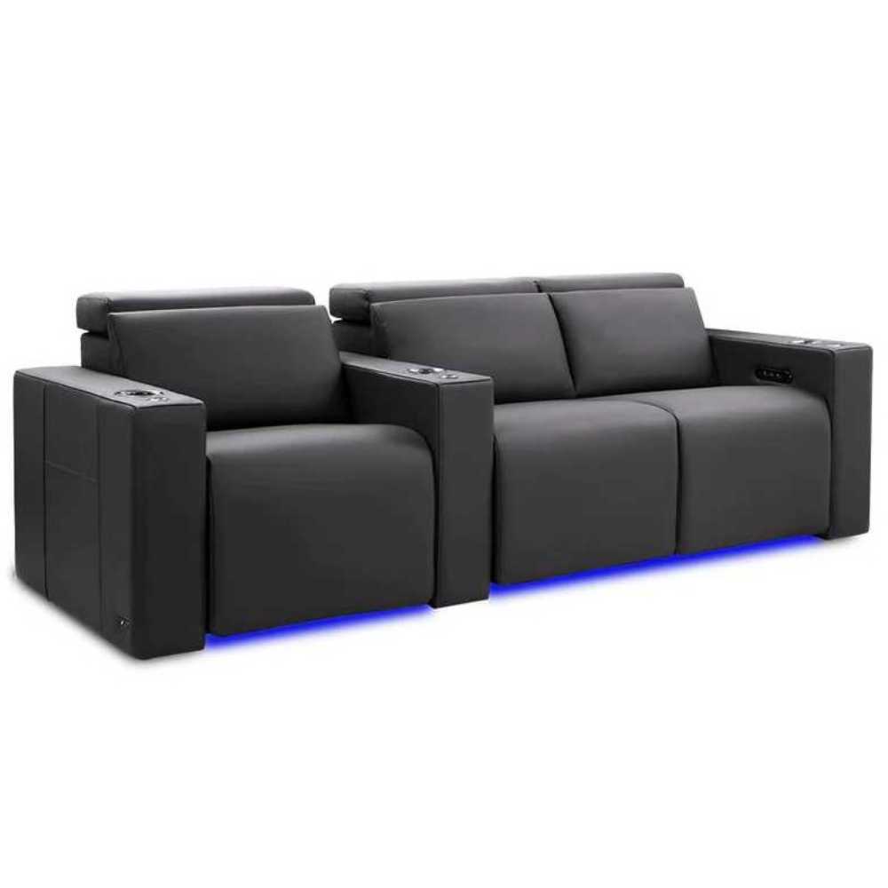 Graphite Valencia Barcelona Ultimate Edition Home Theater Seating Row of 3 Loveseat Right Width 93 Height 35.5 Depth 41