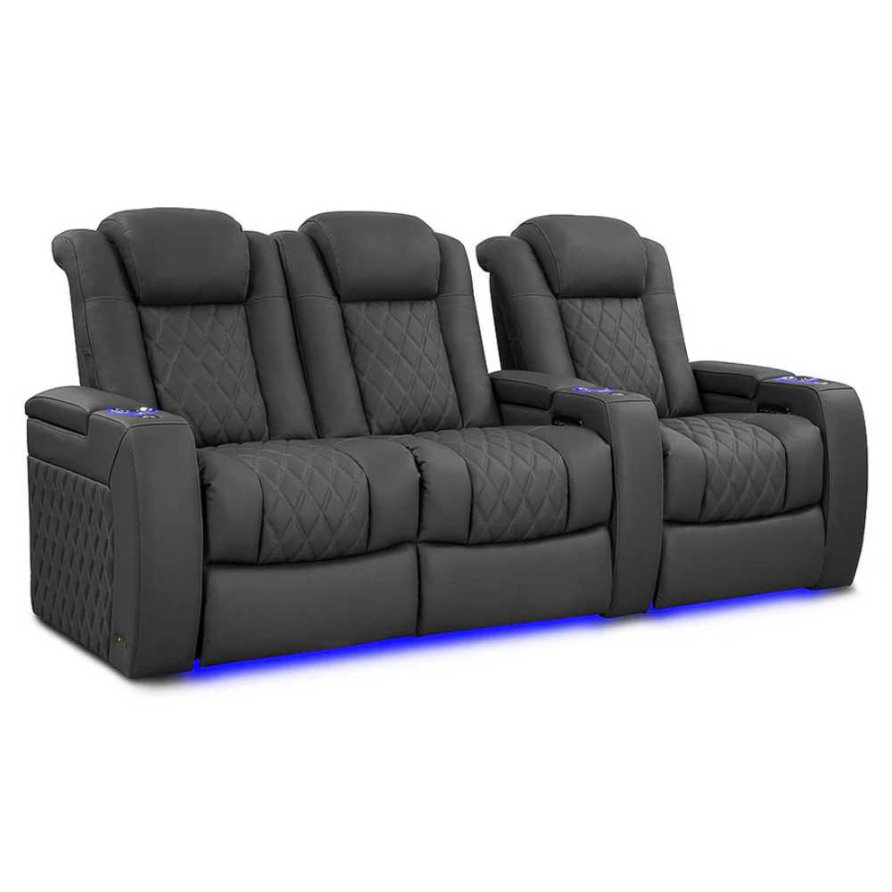 Graphite Valencia Tuscany Luxury Edition Home Theater Seating Row of 3 Loveseat Left Width 92.25 Height 43.5 Depth 40