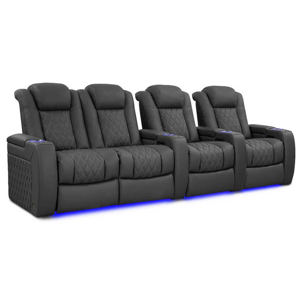 Graphite Valencia Tuscany Luxury Edition Home Theater Seating Row of 4 Loveseat Left Width 123 Height 43.5 Depth 40