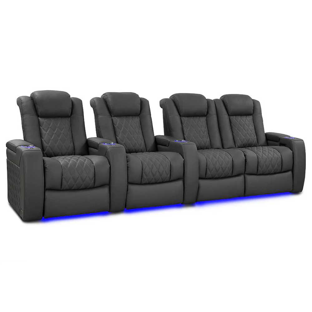 Graphite Valencia Tuscany Luxury Edition Home Theater Seating Row of 4 Loveseat Right Width 123 Height 43.5 Depth 40