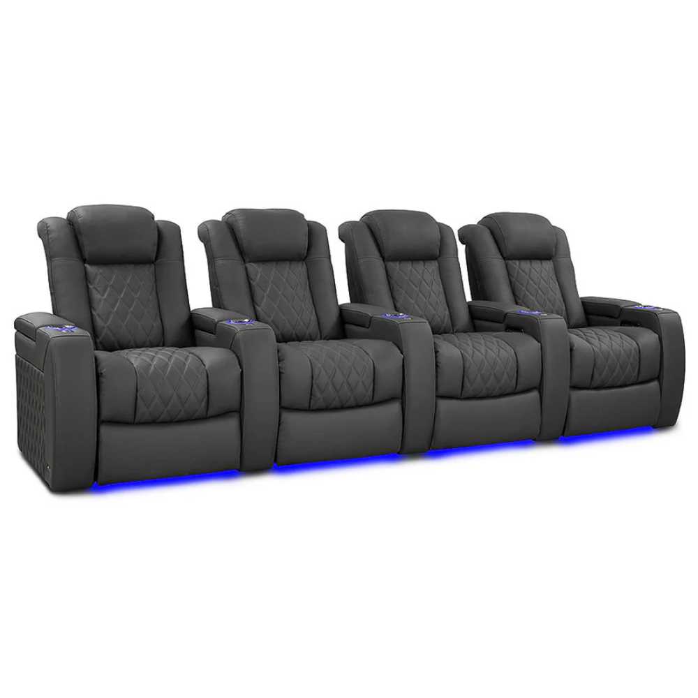 Graphite Valencia Tuscany Luxury Edition Home Theater Seating Row of 4 Width 129.75 Height 43.5 Depth 40