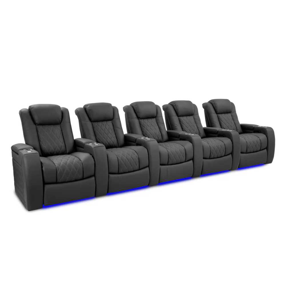 Graphite Valencia Tuscany Ultimate Edition Home Theater Seating Row of 5 Loveseat Left Width 153.75 Height 43.5 Depth 40