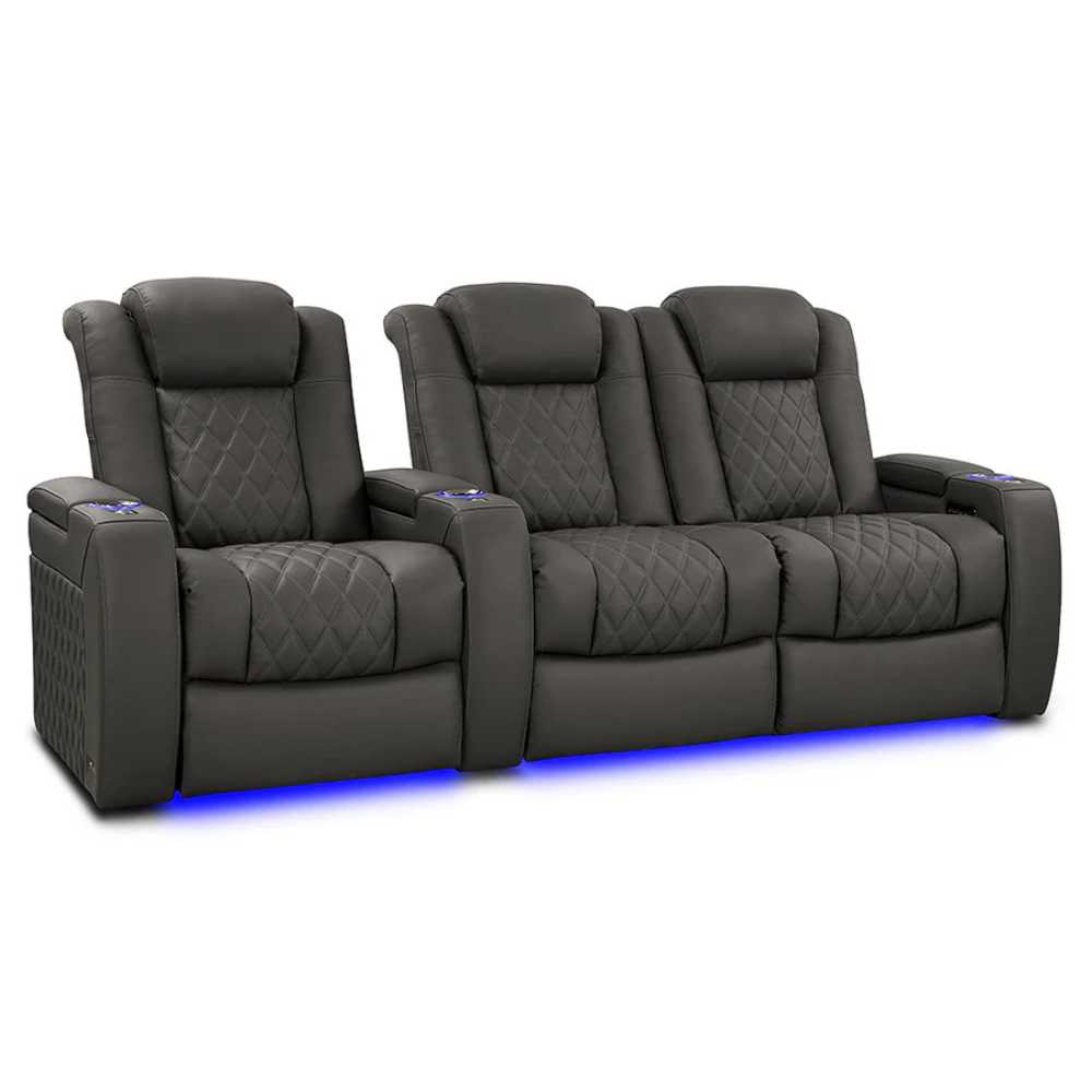 Graphite Valencia Tuscany XL Luxury Edition Home Theater Seating Row of 3 Loveseat Right Width 96.75 Height 46 Depth 39.5