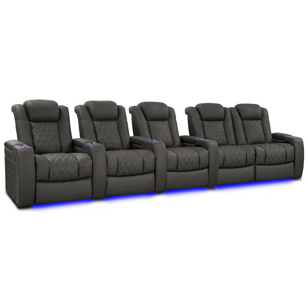 Graphite Valencia Tuscany XL Luxury Edition Home Theater Seating Row of 5 Loveseat Right Width 161.25 Height 46 Depth 39.5