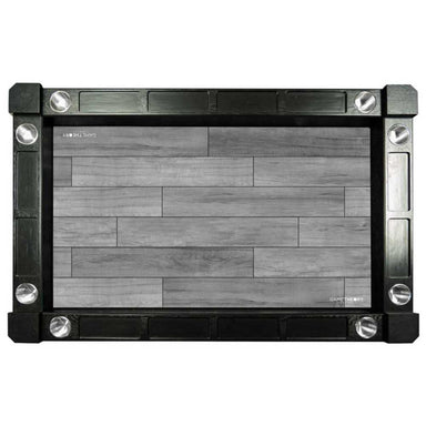 Graywood Game Theory Tables Neoprene Game Mat with a sleek gray wood texture