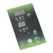 Green digital control panel with temperature and timer displays and touch buttons for Golden Designs Dynamic Santorini 1-2 Person Full Spectrum Near Zero EMF Far Infrared Sauna